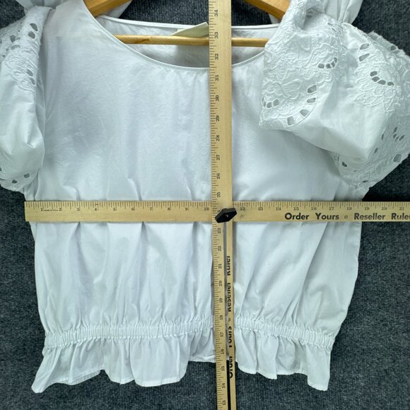 Anthropologie Maeve Top Womens Medium White Embroidered Eyelet Boho Chic‎ Fairy - Picture 8 of 11